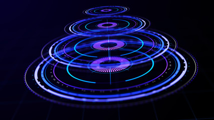 Wall Mural - futuristic control mechanisms on net background.scientific futuristic interface. round blue abstract