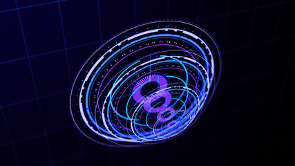 Wall Mural - futuristic control mechanisms on net background.scientific futuristic interface. round blue abstract
