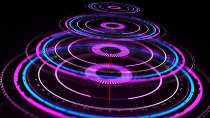 Wall Mural - futuristic control mechanisms on net background.scientific futuristic interface. round purple abstra