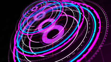 Wall Mural - futuristic control mechanisms on net background.scientific futuristic interface. round purple abstra