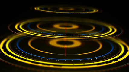 Wall Mural - futuristic control mechanisms on net background.scientific futuristic interface. round yellow abstra
