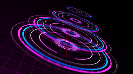 Wall Mural - futuristic control mechanisms on net background.scientific futuristic interface. round purple abstra