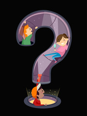 Wall Mural - Stickman Kids Play Question Mark Illustration