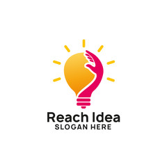 Wall Mural - creative reach idea logo design template. bulb icon symbol design