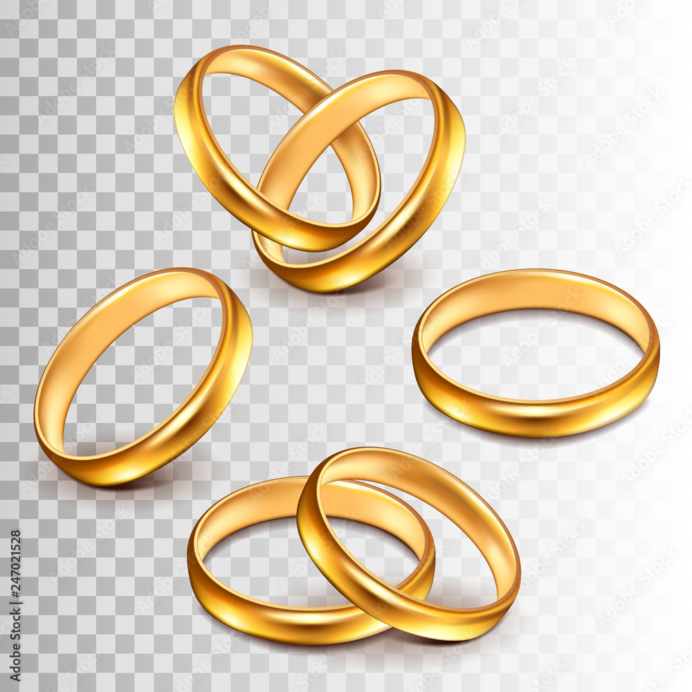 Wedding rings set isolated on white vector illustration Stock Vector ...