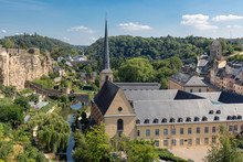 Luxembourg City, Aerial View Of The Old Town And Grund