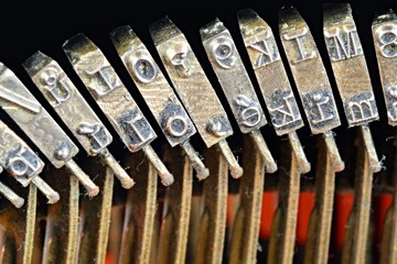 Aufkleber - typographic fonts old typewriter, close-up. conceptual image of old fashioned office work, communica