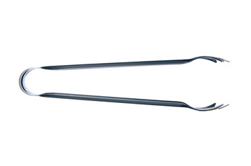 Canvas Print - kitchen tongs utensil on white background isolation, top view