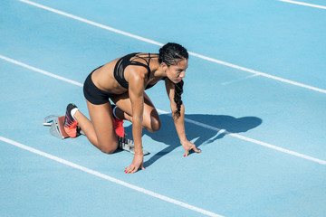 athlete woman in starting position