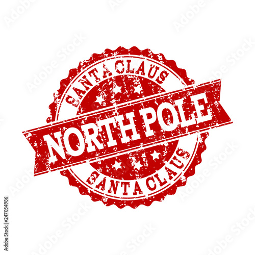 Grunge Red Santa Claus North Pole Stamp Seal Vector Santa Claus North Pole Rubber Seal With Grunge Surface Isolated Red Colored Watermark On A White Background Buy This Stock Vector And
