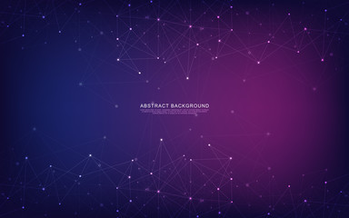 Global network connection. Geometric abstract background with connected dots and lines. Digital technology and communication concept.