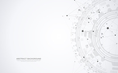 Geometric abstract background with connected dots and lines. Global network concept and communication technology.