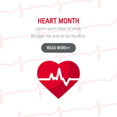 Wall Mural - National heart month concept in flat style