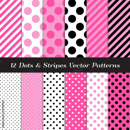pix Hot Pink Black And White Background white jumbo polka dots tiny polka dots