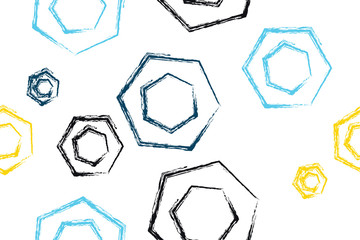 Wall Mural - seamless, abstract background pattern made paint brush lines forming hexagon shapes. playful, modern