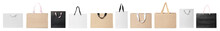 Set Of Different Paper Bags For Shopping On White Background. Mockup For Design
