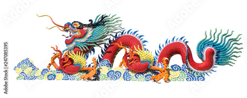 Colorful Chinese dragon on white background Fototapete