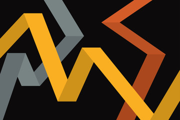 Abstract background pattern made with geometric shapes flowing in three dimensional space in grey, orange and yellow colors. Modern, bright colored vector art.