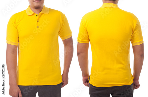 yellow collared shirt