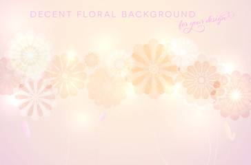 Wall Mural - bright and decent background with abstract flowers and copy space