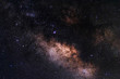Center of Milky way galaxy with stars and space dust in the universe In the sky of Thailand, Long exposure photograph, with grain noise.
