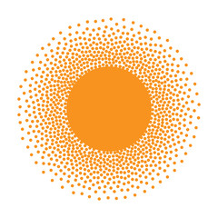 Wall Mural - sun icon. halftone orange circle with gradient texture circles logo design element. vector illustrat