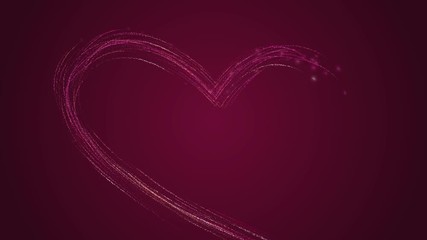 Wall Mural - an abstract heart shape drawn with particles. lights are shining and flying away.