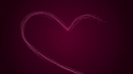Wall Mural - an abstract heart shape drawn with particles. lights are shining and flying away.