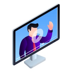 Poster - Monitor online webinar icon. Isometric of monitor online webinar vector icon for web design isolated on white background