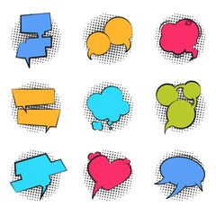Aufkleber - Comics bubble. Cartoon speech pop art balloon talk chat funny cloud massage comic dialog bubble text label. Vector retro talk shape set