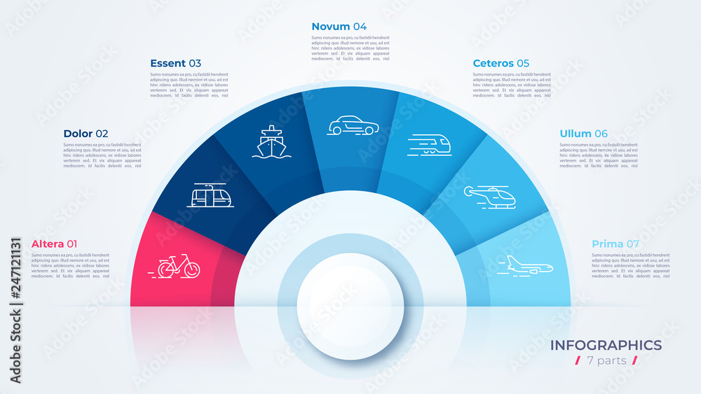 Vector circle chart design, modern template for creating infographics, presentations, reports, visualizations - obrazy, fototapety, plakaty 