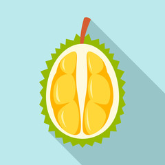 Canvas Print - Half fresh durian icon. Flat illustration of half fresh durian vector icon for web design