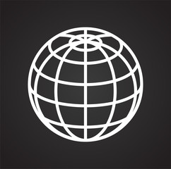 Poster - Globe icon on black background for graphic and web design, Modern simple vector sign. Internet concept. Trendy symbol for website design web button or mobile app