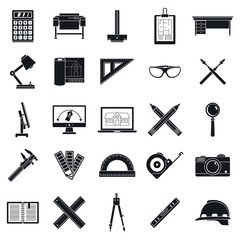 Poster - Architect tool icons set. Simple set of architect tool vector icons for web design on white background
