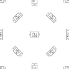 Poster - Couple take selfie pattern seamless vector repeat geometric for any web design