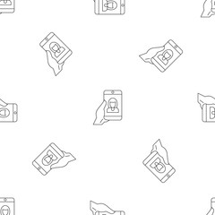 Poster - woman take selfie smartphone pattern seamless vector repeat geometric for any web design