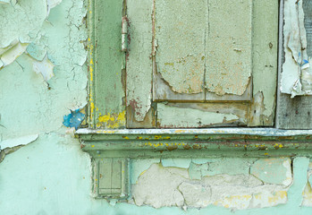 Wall Mural - Close-up detail of cracked paint on wall.