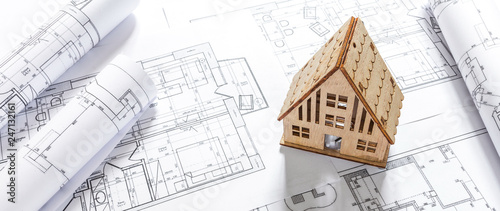 Architect Drawing Blueprints Architectural Project In Progress