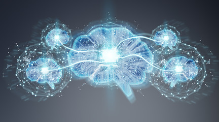 Aufkleber - Artificial intelligence in a digital brain background 3D rendering