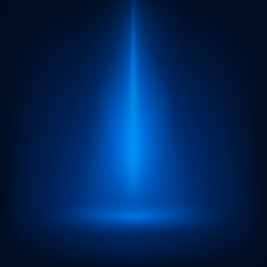 Wall Mural - blue scene illuminated spotlight. light beam on blue stage. show spotlight background. vector illust
