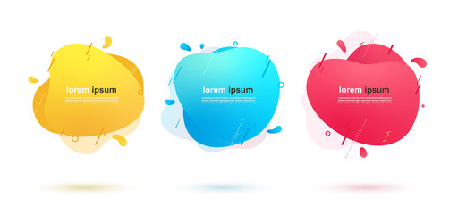 Poster - Abstract liquid shapes banners with geometric lines and dots. Dynamic color elements for design.