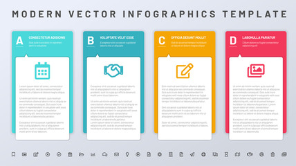 Infographics template with paper frames and set of icons