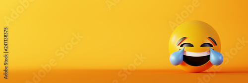 Fotografía Happy and laughing emoticons 3d rendering background, social media and communica