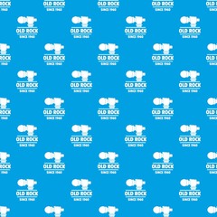 Poster - Retro rock music pattern vector seamless blue repeat for any use