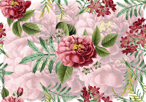 watercolor roses pattern
