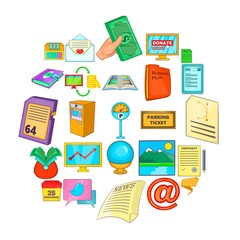 Poster - Paper icons set. Cartoon set of 25 paper vector icons for web isolated on white background