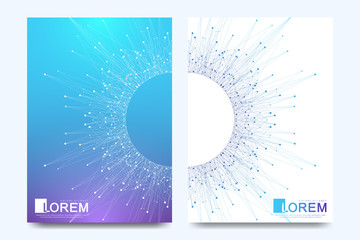 Aufkleber - Modern vector template for brochure, leaflet, flyer, cover, banner, catalog, magazine, or annual report in A4 size. Futuristic science and technology design. Presentation with mandala. Lines plexus.