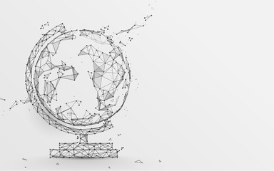 Aufkleber - Globe icon from lines, triangles and particle style design. Illustration vector