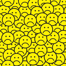Seamless Pattern With Sad Face Icons.