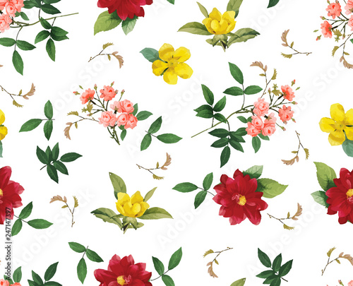 flower design seamless pattern for fabric textile geometric  background